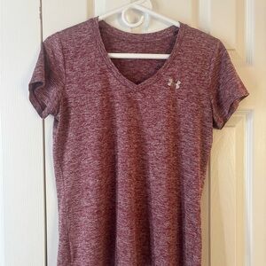 Under Armour Women's Heathered Burgundy V-Neck Tee